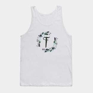 Floral Monogram F Dark Bohemian Flora Tank Top